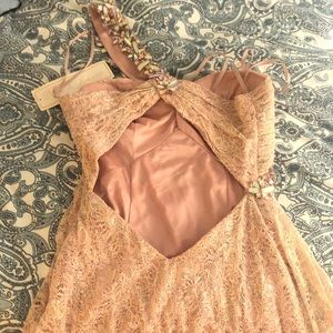 Party prom dress in light pink with crystals